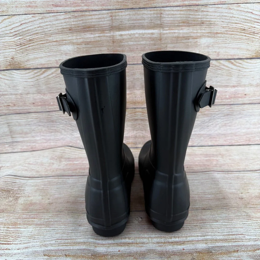 Hunter Original Short Rain Boots Matte Black WFS1000RMA Womens Size 6M EU‎ 37